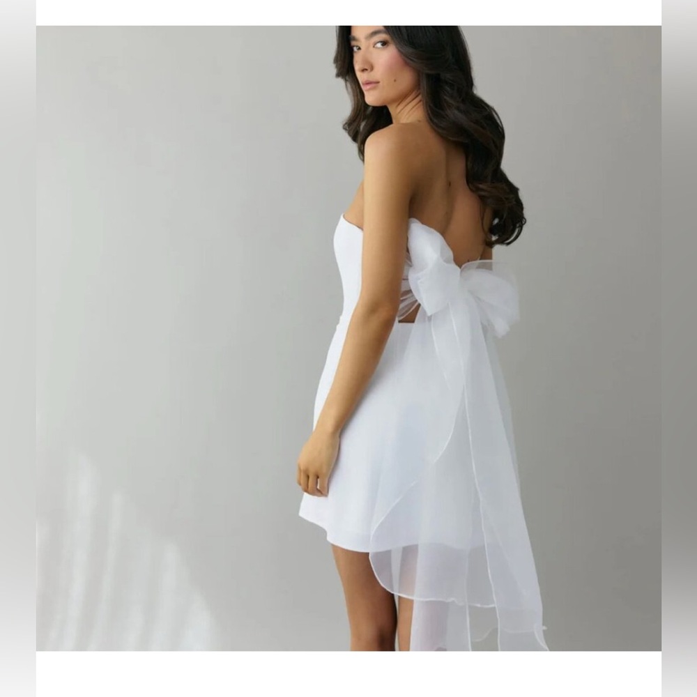 Park & Fifth Strapless White Dress with Bow